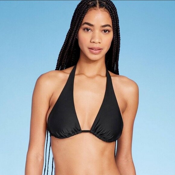 Women's Multiway Triangle Bikini Top - Wild Fable Black L - Picture 1 of 2